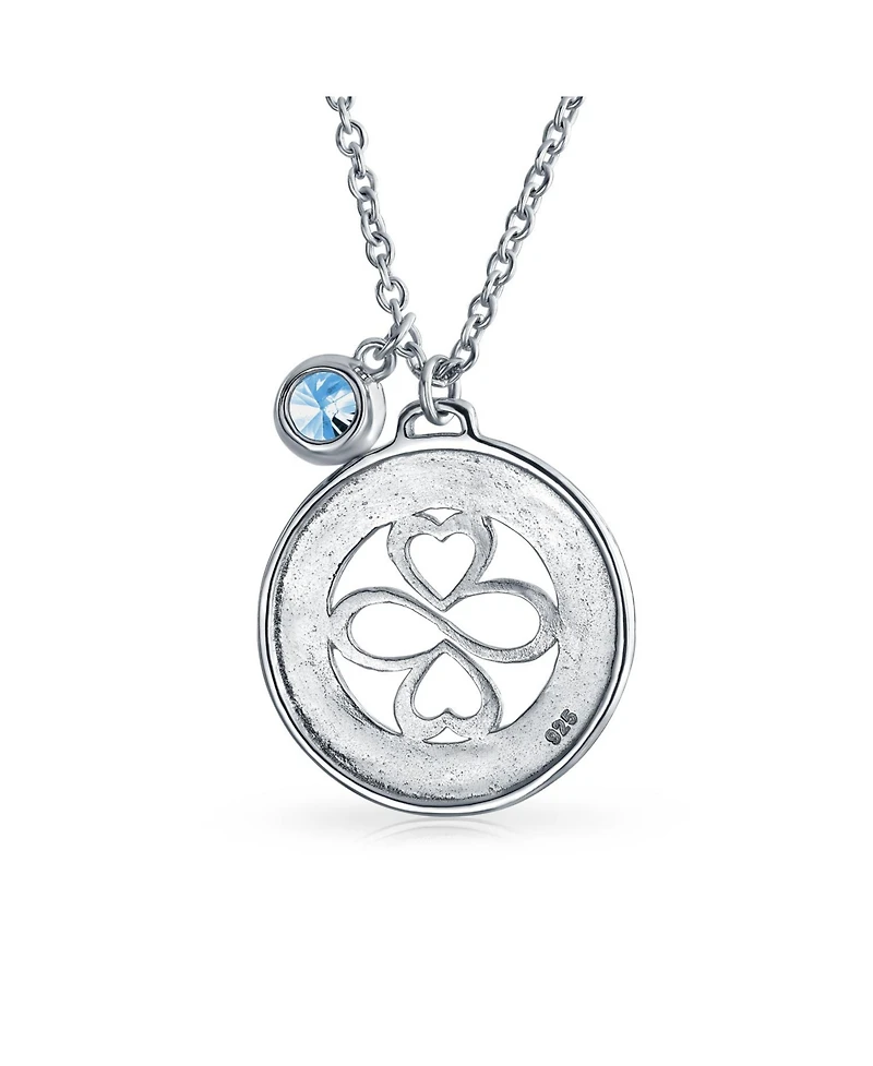 Bling Jewelry Ayllu Heart Infinity Clover Love Luck Unity Round Disc Pendant Necklace Sterling Silver