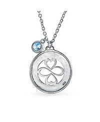 Bling Jewelry Ayllu Heart Infinity Clover Love Luck Unity Round Disc Pendant Necklace Sterling Silver