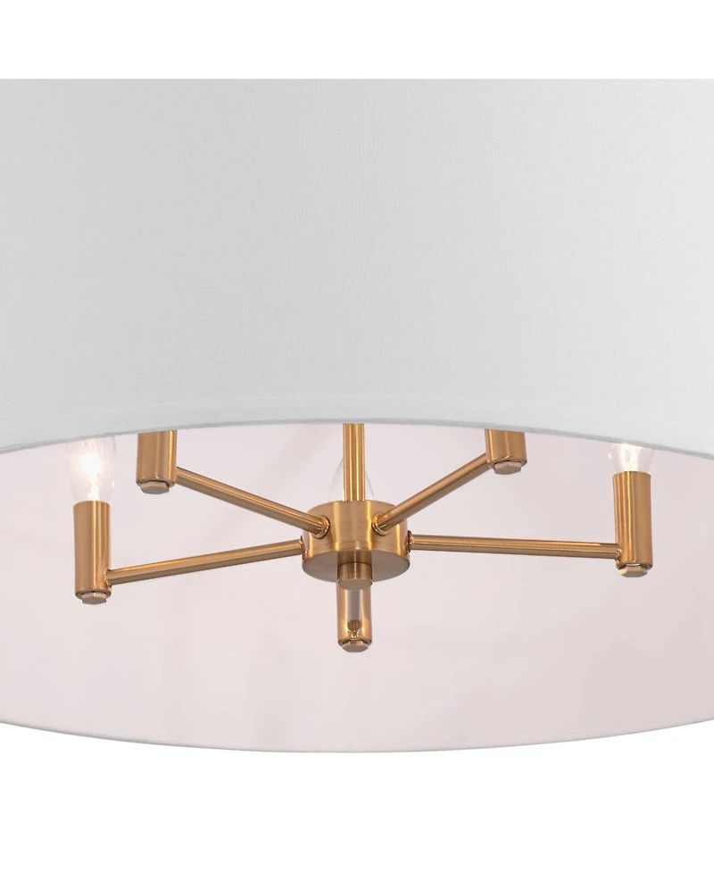 Possini Euro Design Indy 26" Modern Pendant Chandelier Ceiling Light Fixture Dining Room Over Table Kitchen Island Foyer Drum Hanging 5-Light White Br