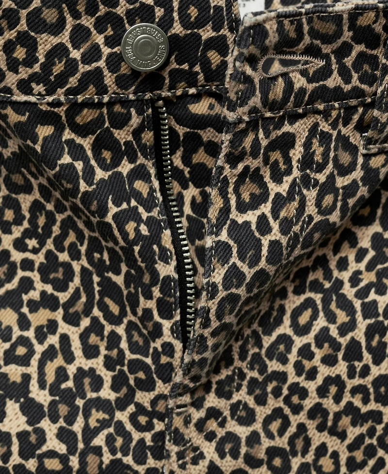 Mango Women's Leopard-Print Straight Jeans