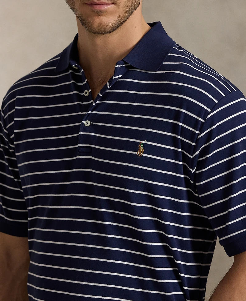 Polo Ralph Lauren Men's Big & Tall Striped Cotton Interlock Polo Shirt