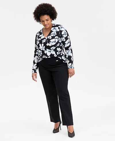 I.n.c. International Concepts Plus Mid-Rise Pull-On Straight-Leg Pants