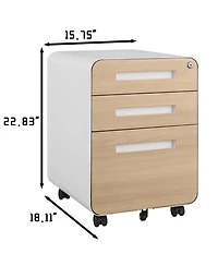 3 Drawer Mobile File Cabinet Under Desk Office Versatile Storage for Legal/Letter/A4 Files, 5 Wheel Design Anti-Tilting