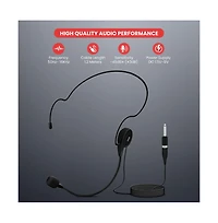 Pyle Cardioid Condenser Headset Microphone with Flexible Wired Boom for Belt Pack Mic Systems