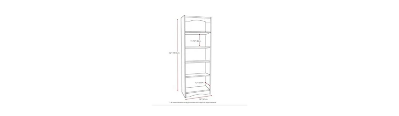 Slickblue Contemporary Bookcase with 5 Shelves and Curved Accents