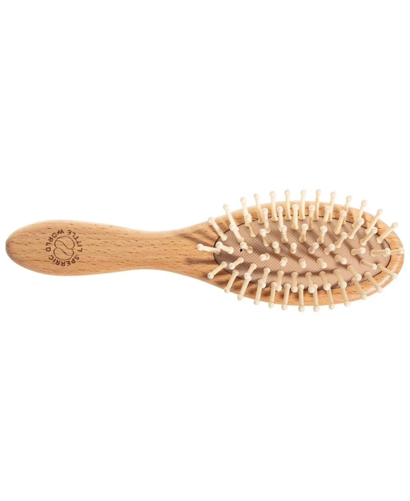 Sperric Toddler Hair Brush and Comb Set for Newborn – Wooden with Soft Goat Bristle, Cradle Cap Newborns Girls, Blue