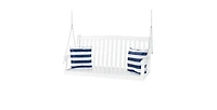 Slickblue Acacia Wooden Curved Back Hanging Porch Swing Bench with Mounting Chains
