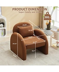 gaomon Sherpa Accent Chair, Teddy Upholstered Armchair, Modern Fluffy Reading Chair for Living Room, Bedroom, & Office Study, Mid-Century Velvet White