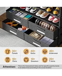 Tribesigns 10-Tier Shoe Storage Organizer with 4 Bin Drawers, 32 Pairs Vertical Shoe Rack for Closet, Entryway, Bedroom, Hallway, or Garage, Tall Free