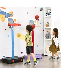 Gymax Portable 2 in 1 Kids Basketball Hoop Stand w/ Ring Toss & Storage Box