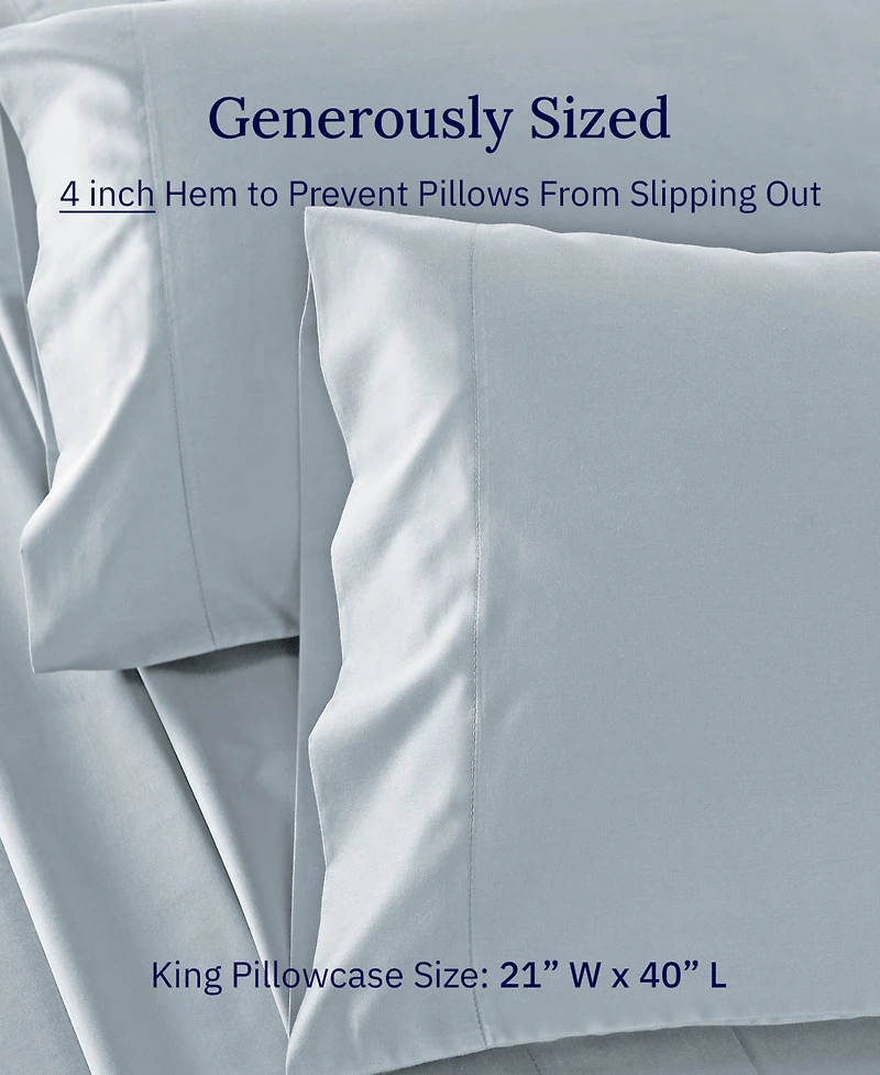 King 100% Cotton 500 Thread Count Pillow Cases, Size, Soft and Silky, Cool Smooth by California Design Den