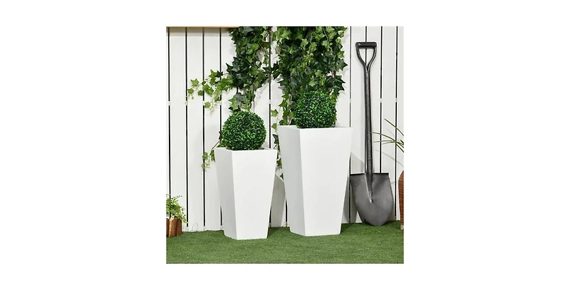 Slickblue Set of 2 Modern Lightweight Outdoor Patio Flower Pot Tall Planter Box