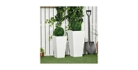 Slickblue Set of 2 Modern Lightweight Outdoor Patio Flower Pot Tall Planter Box