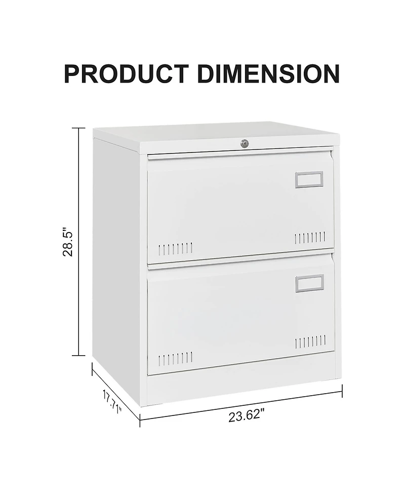 Filing Cabinet Lateral File Cabinet 2 Drawer with Lock Metal File Cabinets Three Drawer Office Cabinet for Legal/Letter/A4/F4