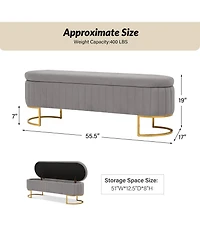 Raquel Storage Bench with Metal Legs and Channel Tufted