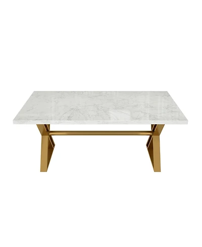 Boyel Living 70.8” Marble Dining Table with Stainless Steel Legs