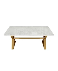 Boyel Living 70.8” Marble Dining Table with Stainless Steel Legs