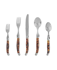 French Home Laguiole Connoisseur 20-Piece 18/10 Flatware Set with Tortoise Handles