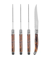 French Home Laguiole Connoisseur 4-Piece Steak Knife Set with Tortoise Handles