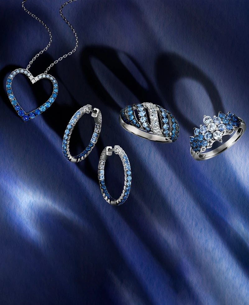 Le Vian Blue Ombre Sapphire (1 ct. t.w.) & White Sapphire (1/3 ct. t.w.) Diagonal Ring in 14k White Gold