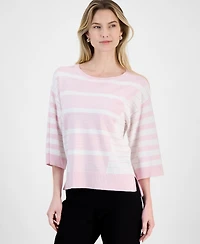T Tahari Women's Striped 3/4-Sleeve Sweater