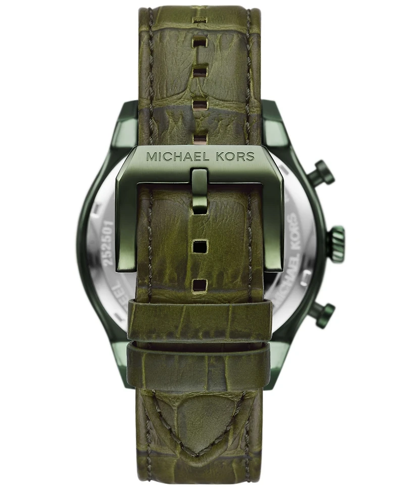 Michael Kors Men's Panorama Chronograph Green Leather Watch, 44mm