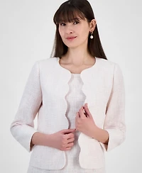 Kasper Women's Tweed Scalloped-Front 3/4-Sleeve Jacket