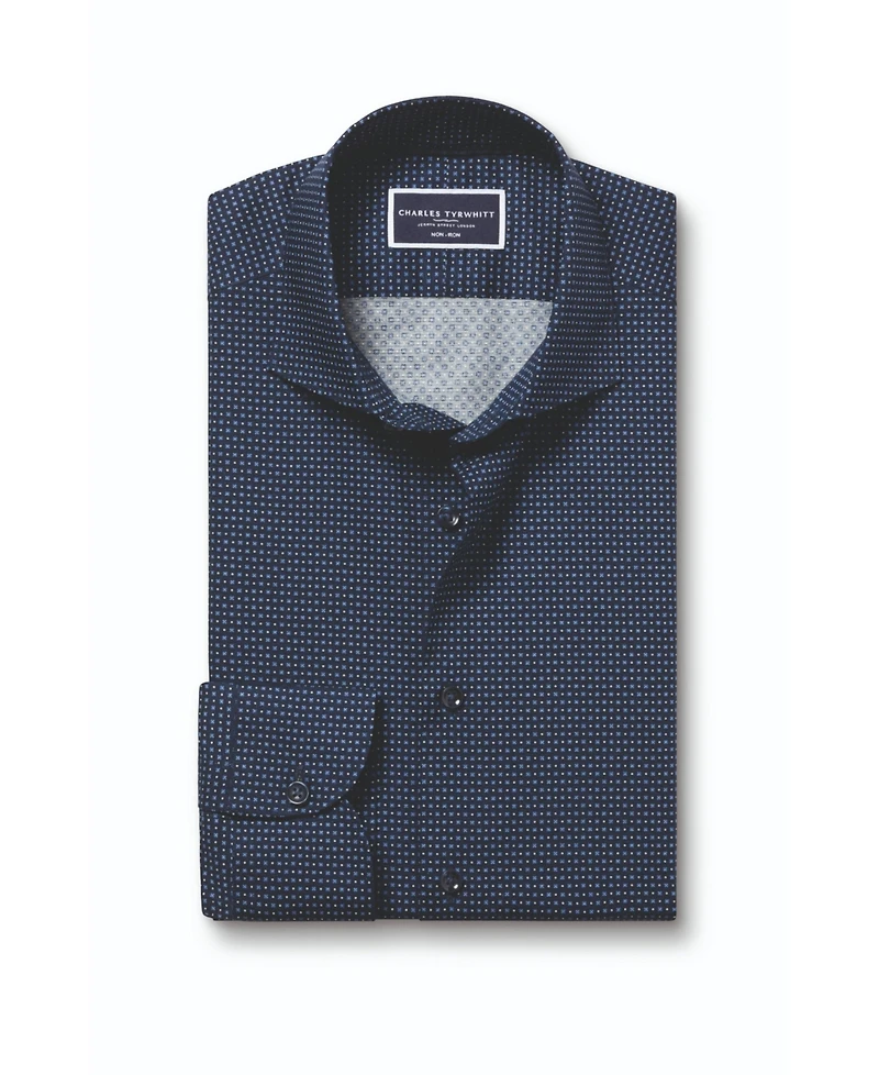 Charles Tyrwhitt Men's Slim Fit Semi-Cutaway Collar Non-Iron Floral Geo Print Shirt