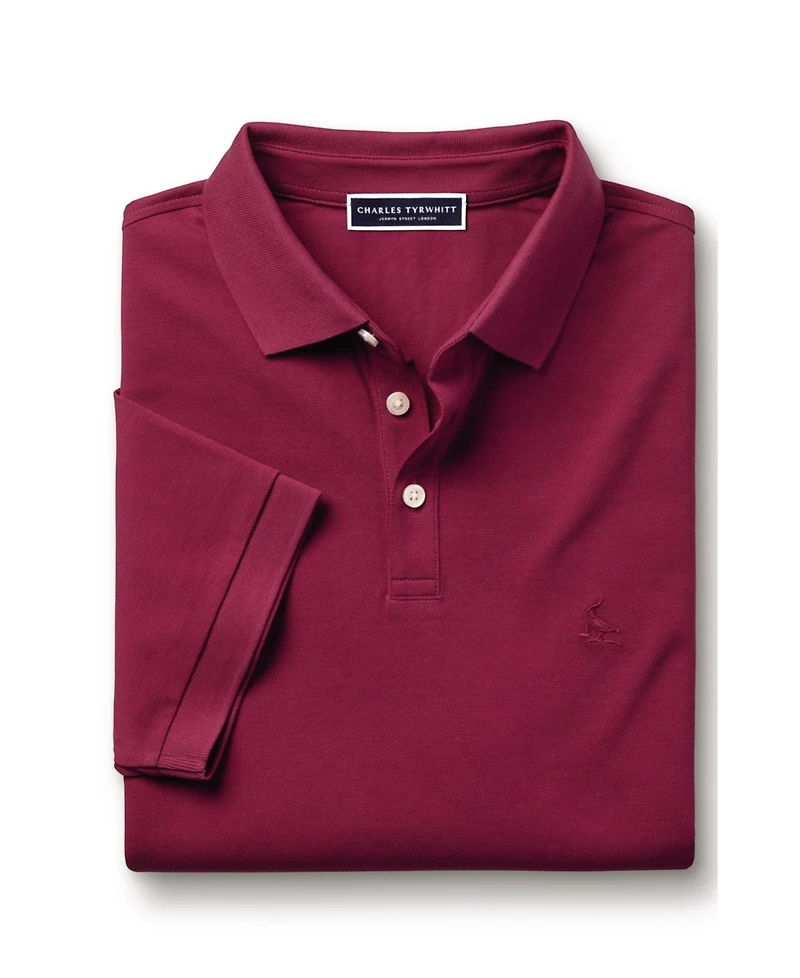 Charles Tyrwhitt Men's Solid Short Sleeve Cotton Pique Polo