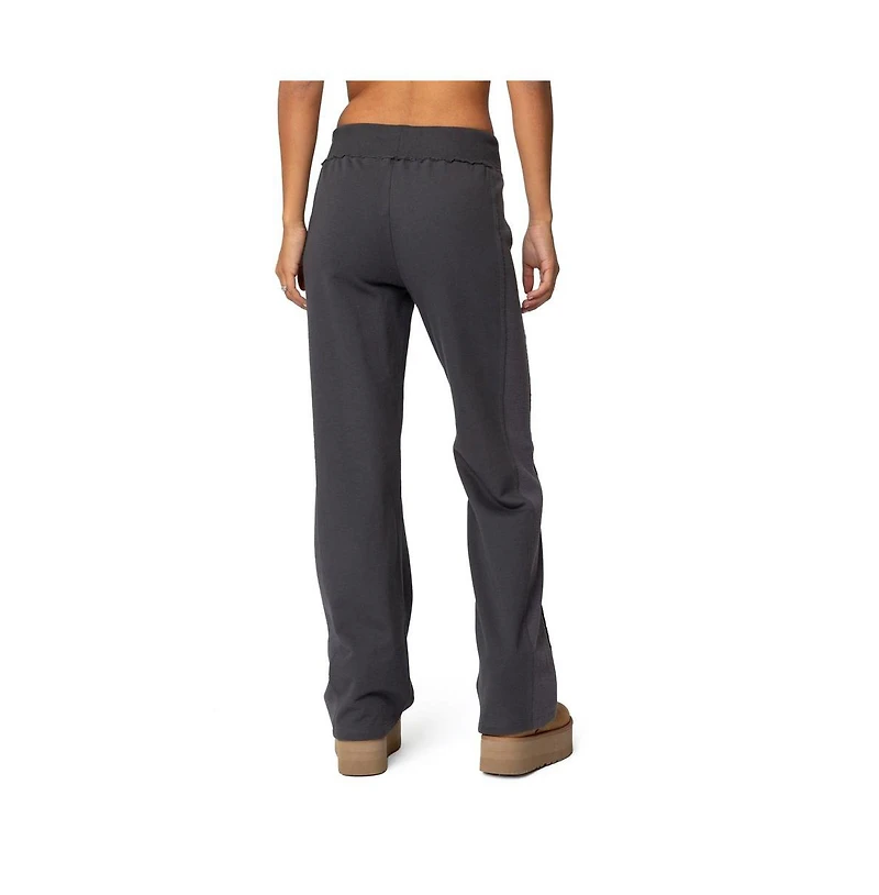 Edikted Womens Chandler Waffle Sweatpants
