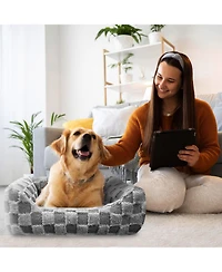 Reserve Checkered Cuddler, Ultra-Soft & Elegant Pet Bed for Dogs & Cats, Designed for Comfort and Durability