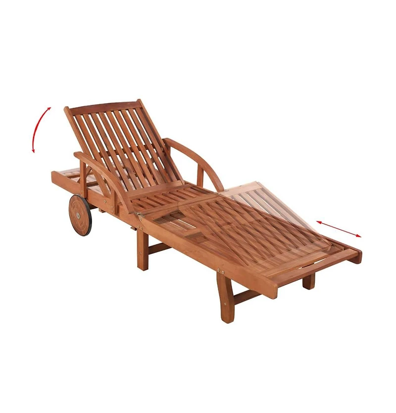 vidaXL Sun Lounger with Table Solid Acacia Wood