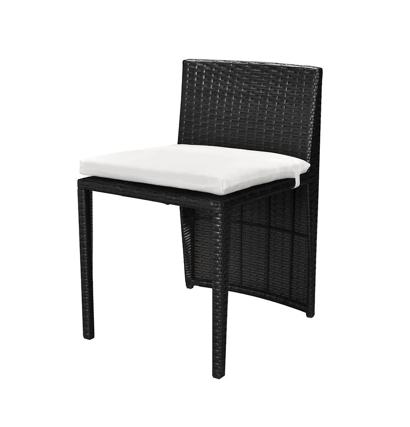 vidaXL 3 Piece Bistro Set with Cushions Poly Rattan Black