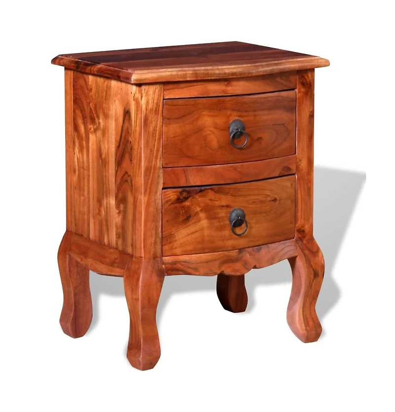 vidaXL Nightstand with Drawers Solid Acacia Wood