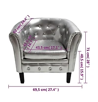 Tub Chair Silver Faux Leather