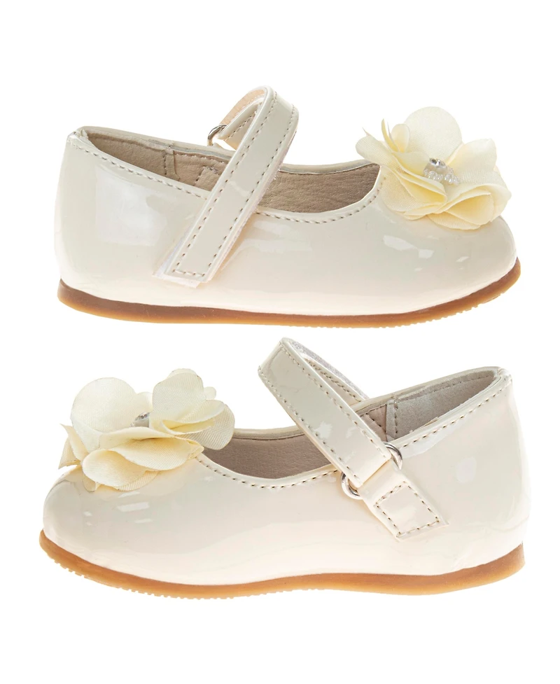 Josmo Infant Girls Hook and Loop Flowery Dress Shoes