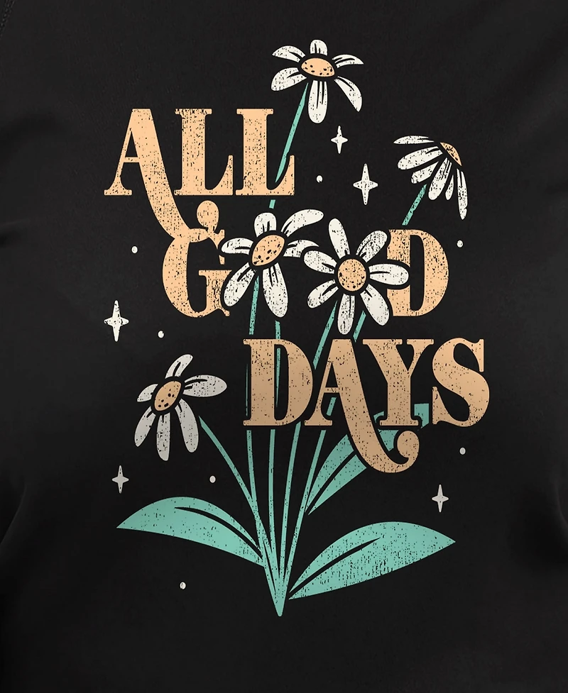 Hybrid Apparel Plus All Good Days Floral Graphic Crew Neck Top