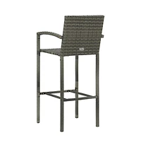 vidaXL Bar Stools 4 pcs Gray Poly Rattan
