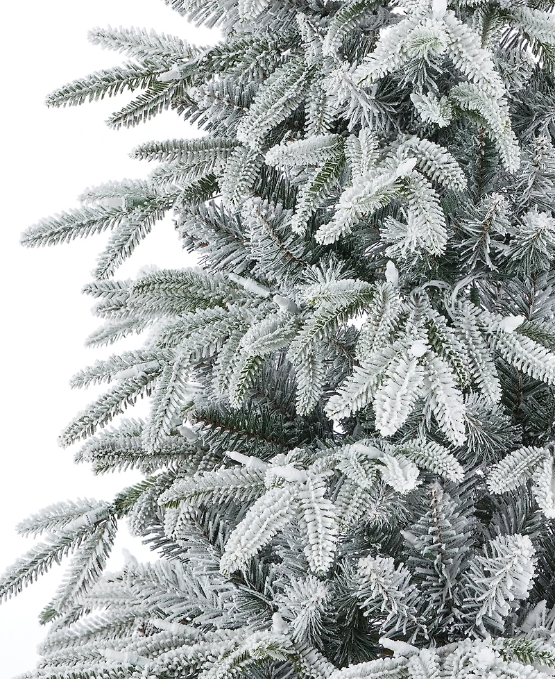 Seasonal 7.5ft Shadow Woods Flocked Spruce Tree, 400 Warm Led Lights