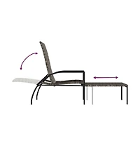 vidaXL Sun Lounger with Footrest Pe Rattan Gray