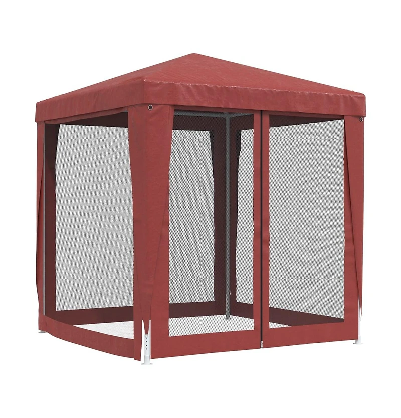 Party Tent with 4 Mesh Sidewalls Red 6.6'x6.6' Hdpe