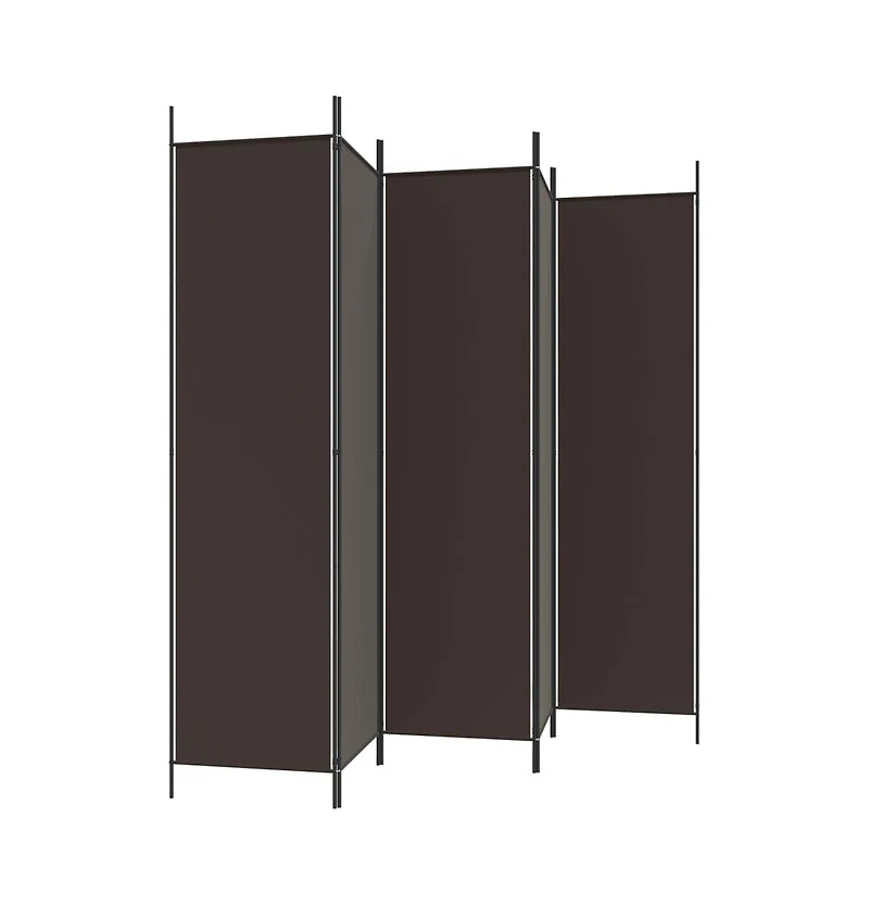vidaXL 5-Panel Room Divider Brown 98.4"x78.7" Fabric