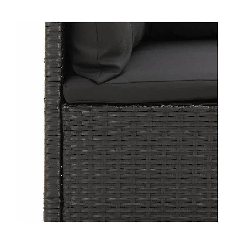 vidaXL 5 Piece Patio Lounge Set with Cushions Black Poly Rattan