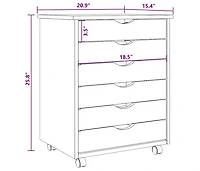 Rolling Cabinet with Drawers Moss Solid Wood Pine