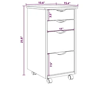 Rolling Cabinet with Drawers Moss White Solid Wood Pine