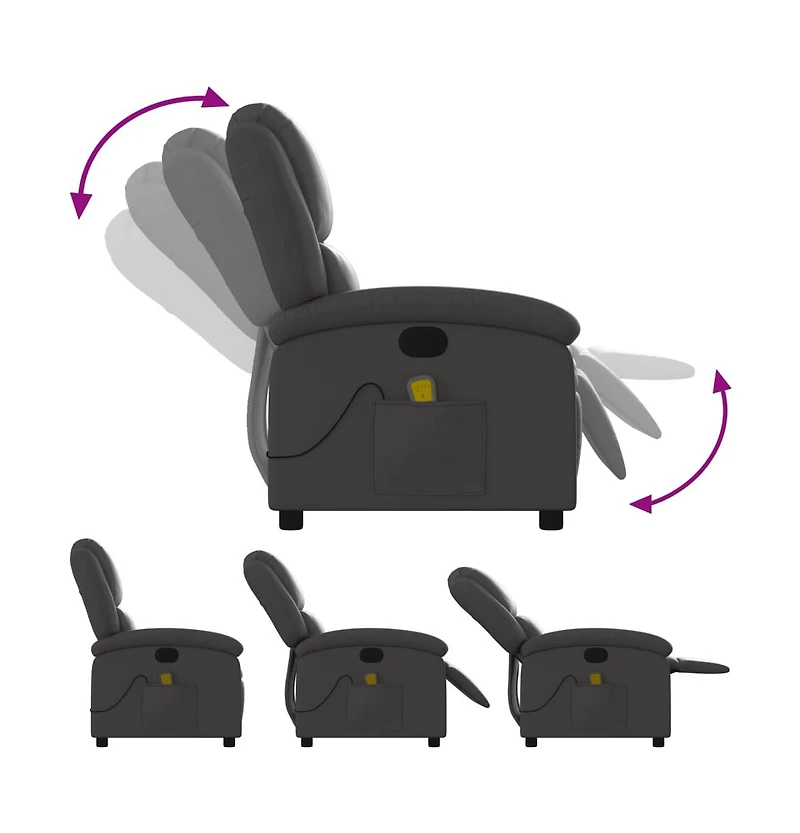 vidaXL Massage Recliner Chair Gray Real Leather