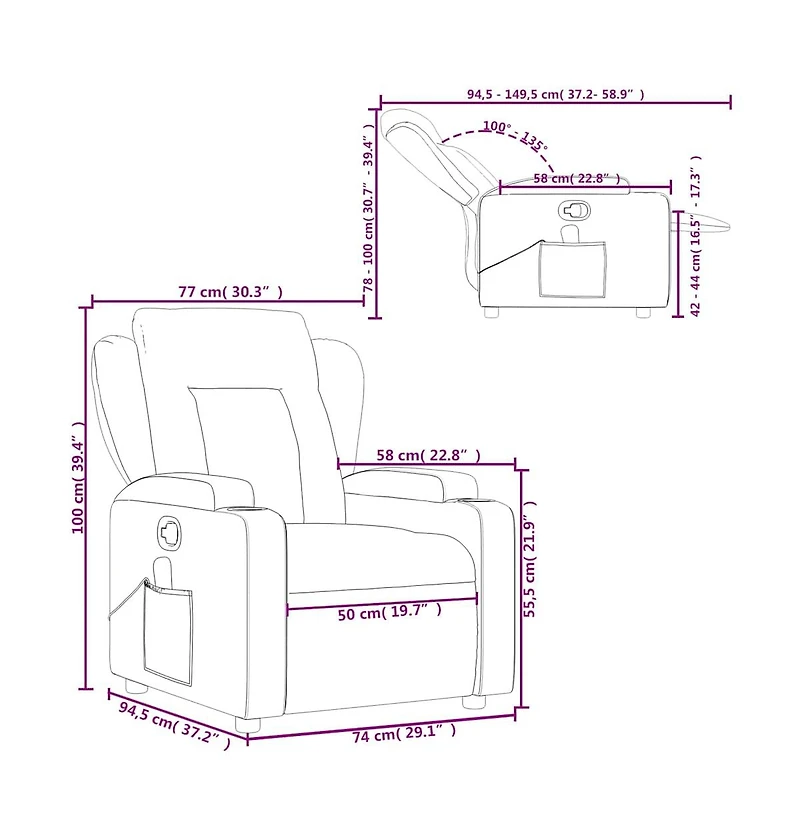 vidaXL Massage Recliner Chair Fabric