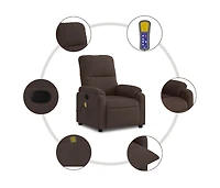 vidaXL Massage Recliner Chair Brown Microfiber Fabric