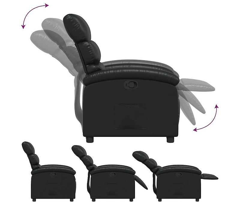 Recliner Chair Black Faux Leather