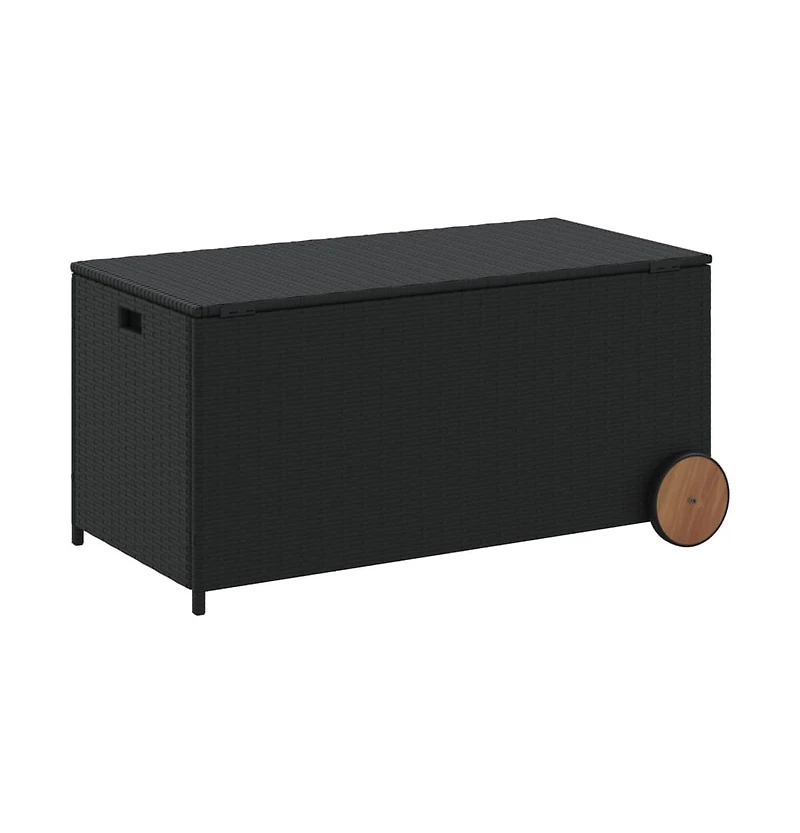 Garden Storage Box with Wheels Black 50.2 Gal Poly Rattan